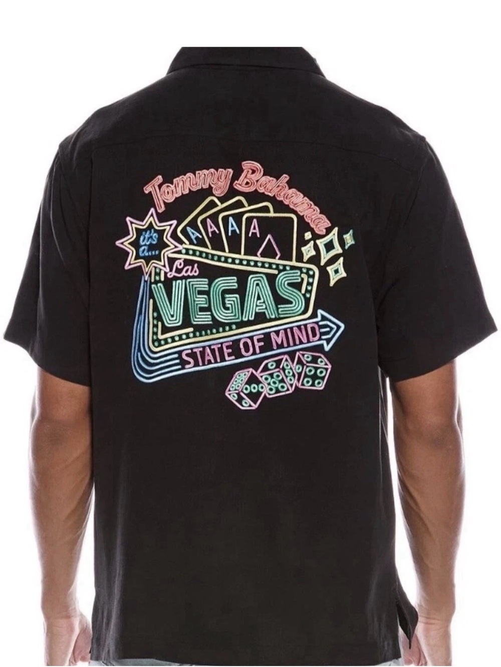 NWT Tommy Bahama Embroidered VEGAS STATE OF MIND Silk Casino Shirt Men’s L $168